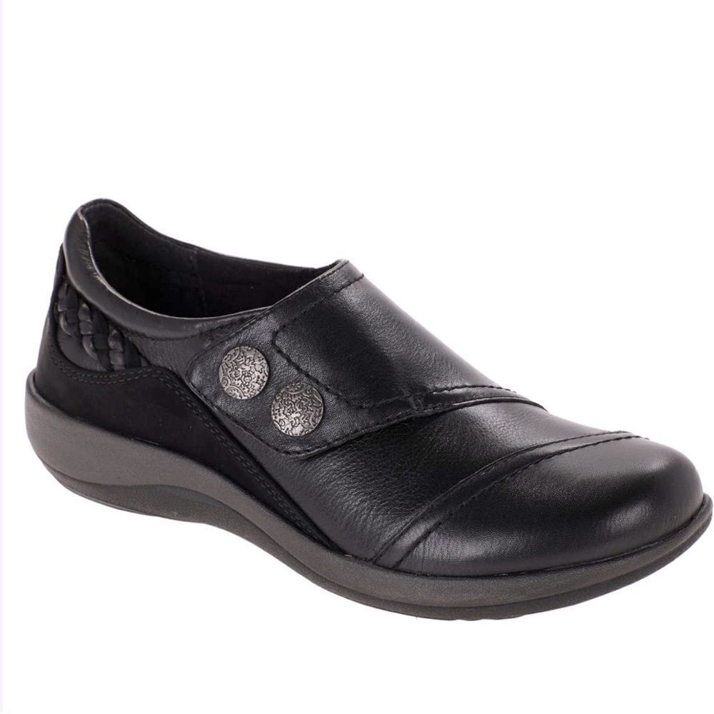 Aetrex KATRINA Black Leather Monk Strap Support Orthotic Casual Loafer